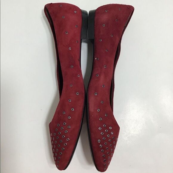 Attilio Giusti Loembruni Red Leather Flats Ballet Grommets Size 39 1/2 - Picture 5 of 8